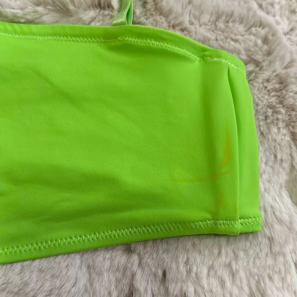 SKIMS Signature Swim Bandeau Bikini Top Neon Green Size M